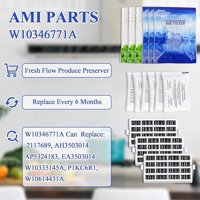 AMI PARTS W10311524 Air Filter &W10346771A Produce Preserver Replacement