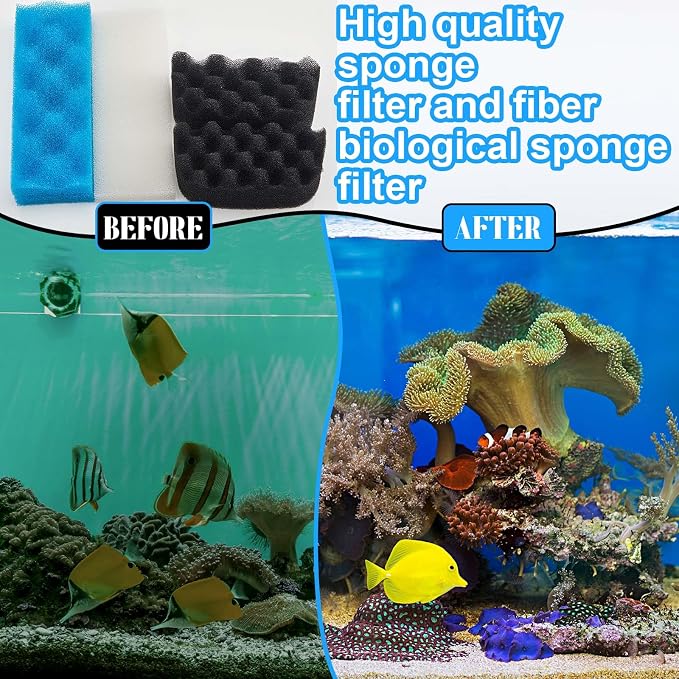 18 Pcs Aquarium Filters Bio Sponge Sets Compatible