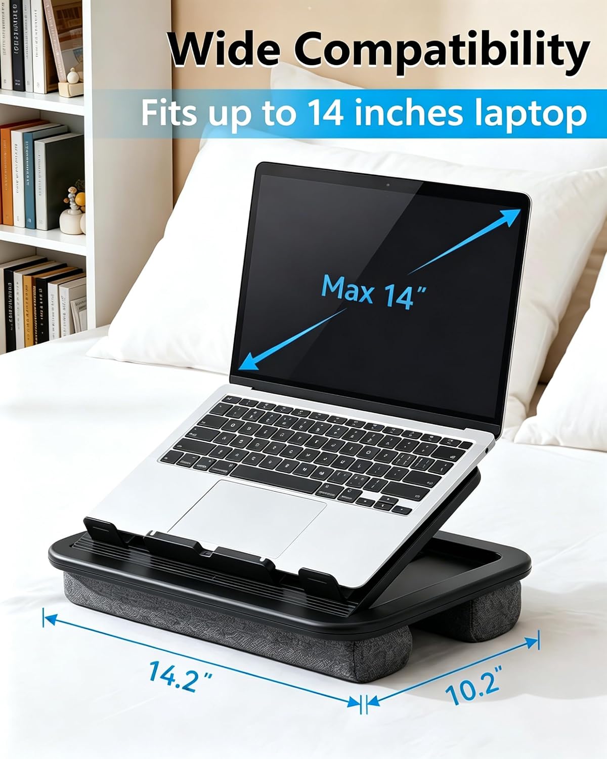 Adjustable Lap Desk with Cushion - 8 Angles Ergonomic Adjustment