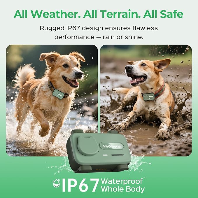 Pet Phone – Smart GPS Pet Tracker with Real-Time Location, Two-Way Communication, Emotional Support, and Unlimited Data | Ideal for Dogs and Cats | Up to 5-Day Battery (Green)