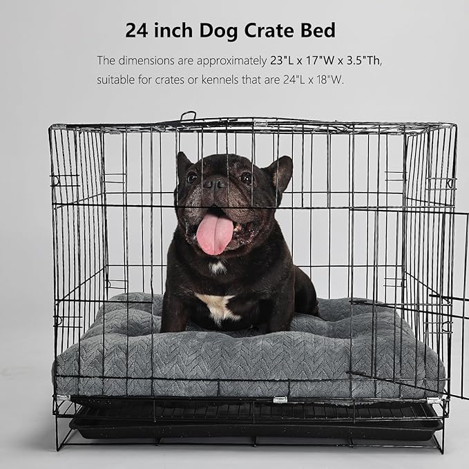 Small Dog Bed for Crate Washable Dog Crate Mat for Dog Cages 24 inch Dog Crate Bed Dog Mats for Sleeping,Up to 25 lbs Soft and Fluffy Crate Pillow Dog Floor Mat Tire Printing Grey S.