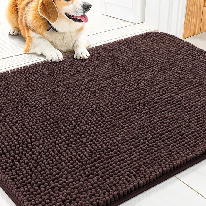 Smiry Dog Door Mat for Muddy Paws 30x20, Absorbent Dirt Trapper, Non-Slip