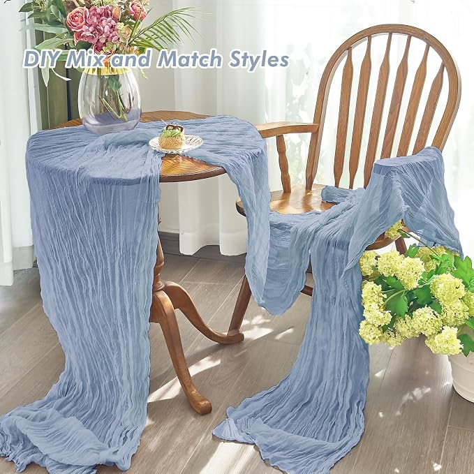 IVAPUPU Dusty Blue Table Runner 120 Inches