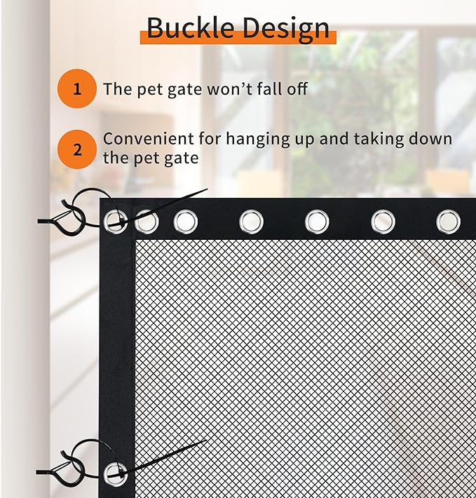 NWK Magic Dog Gate for Stairs Pet Gate for The House Providing a Safe Enclosure for Pets to Play and Rest, 6 Hooks Design (120'' X 30'')