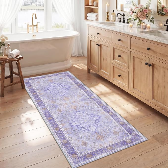 RELEANY Area Rugs Runner 2'6"x5' Washable Non-Slip, Floral Vintage Distress