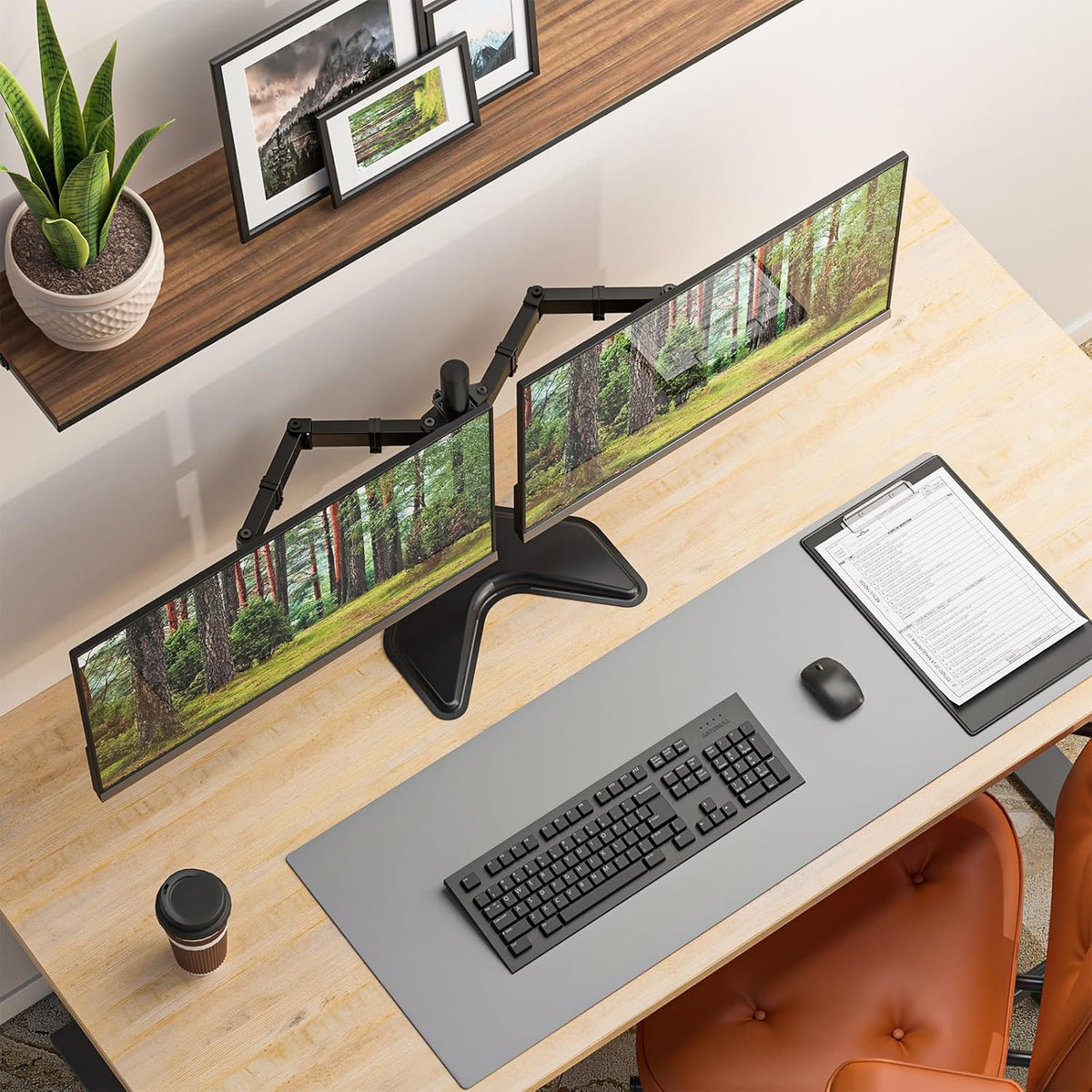 WALI Freestanding Dual Monitor Stand for 13-27 inch Screens, 22 lbs per Arm