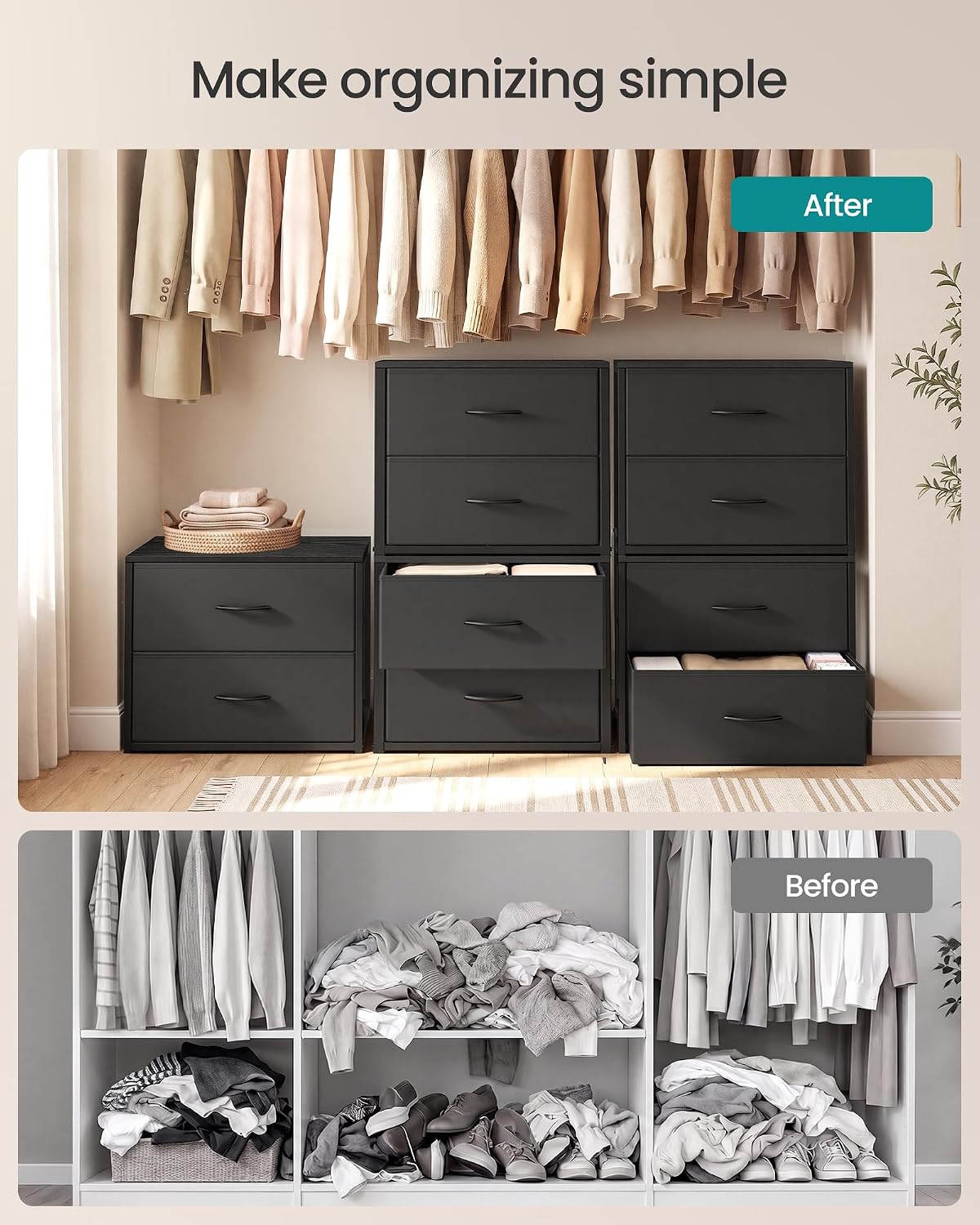 SONGMICS Closet Organizers and Storage, Stackable Storage Drawers