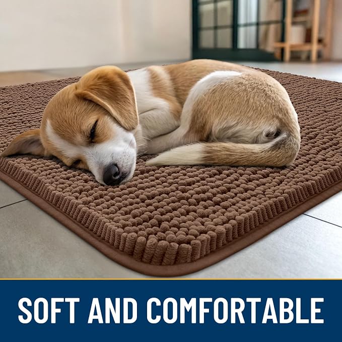 Smiry Dog Door Mat for Muddy Paws 71x46, Absorbent Dirt Trapper, Non-Slip