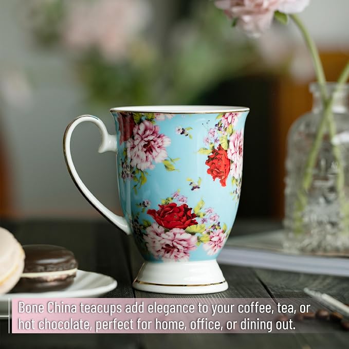 BTaT- Large Coffee Mugs, 12 oz, Floral Mugs