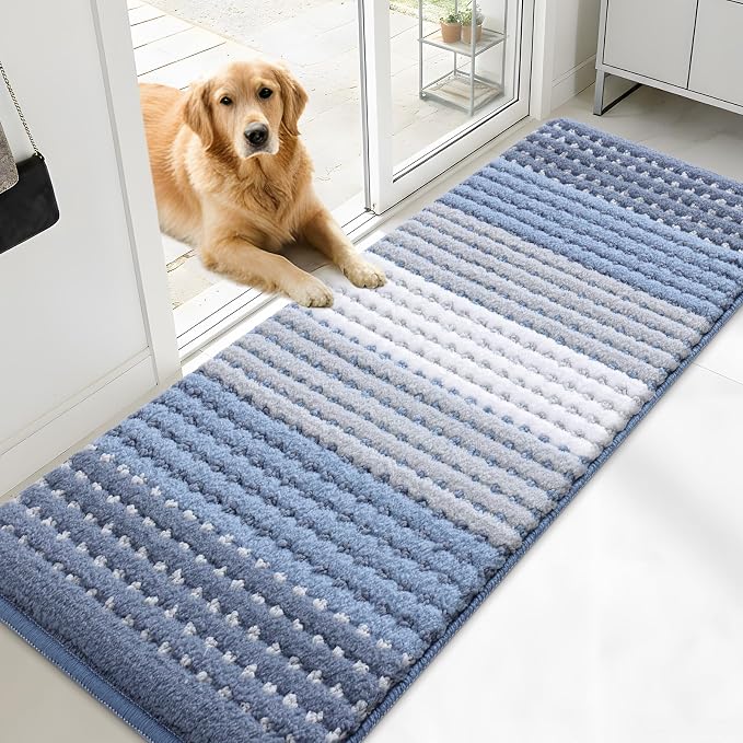 Kitinjoy Indoor Outdoor Door Mat, 71x24 Non-Slip Absorbent Dirt Trapper