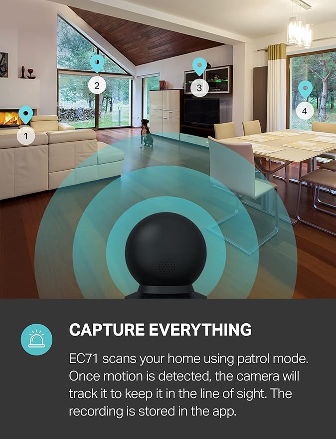 Kasa 1080p Indoor Pan/Tilt Wired Security Camera - Works as a Baby & Pet Monitor, Motion Detection & Tracking, 2-Way Audio, Night Vision, Subscription-Free Local Storage or Optional Cloud, EC71