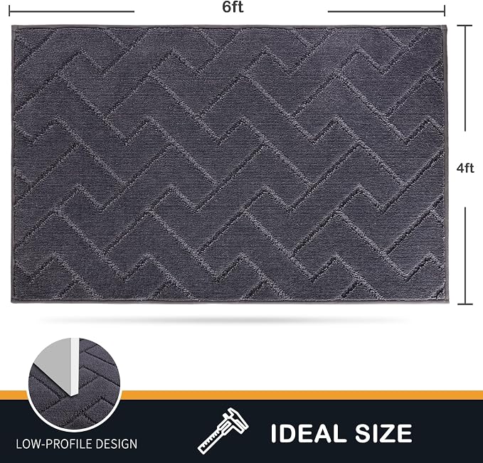 PURRUGS Easy Care Area Rug 4ft x 6ft, Non-Slip Machine Washable Entry Rug