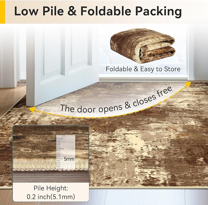 RELEANY Washable Area Rugs 9'x12' Non-Slip Modern Abstract Soft