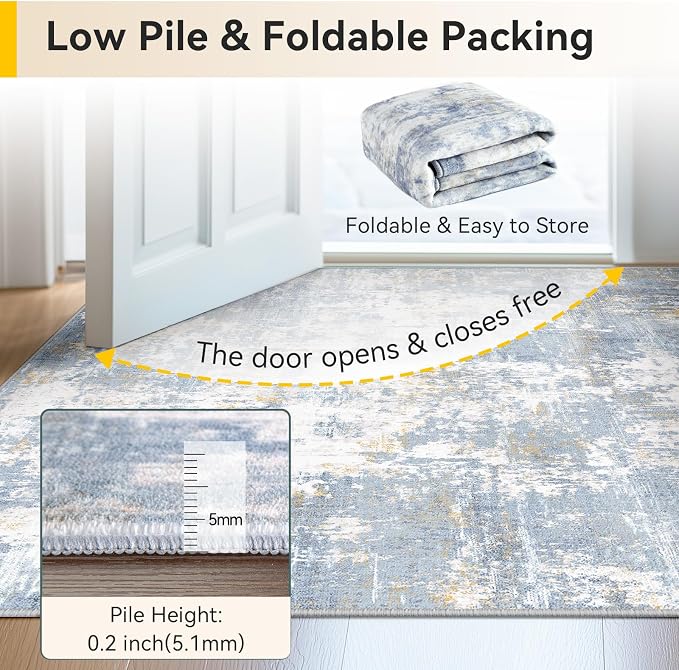 RELEANY Washable Area Rugs 6'x9' Non-Slip Modern Abstract Soft