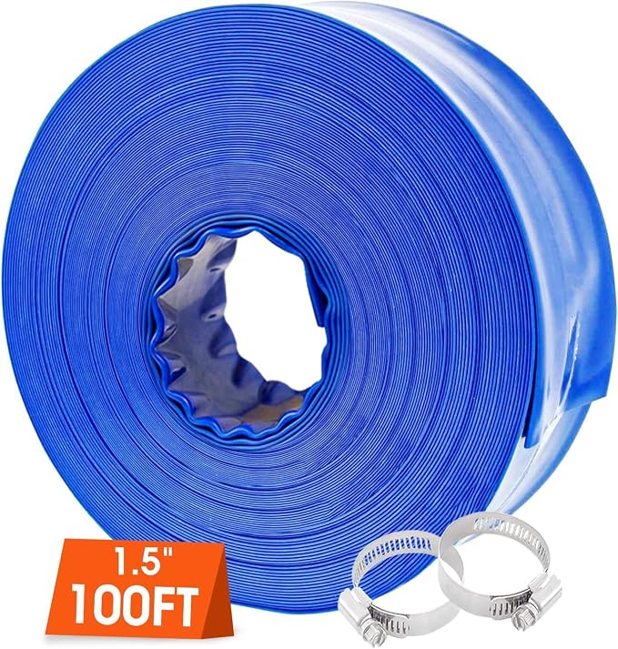Poolvio 1-1/2" x 100' Professional Blue Backwash Hose