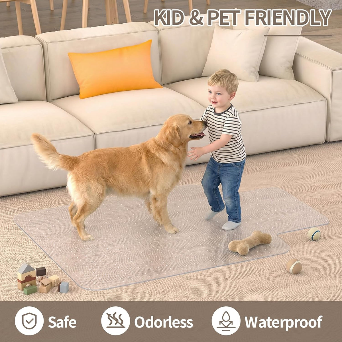 Office Chair Mat for Low Pile Carpet, 48"x60" Clear Smooth Glide with Lip