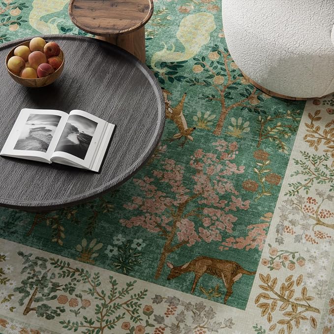 Washable Area Rugs for Living Room: 6x9 Bedroom Rug Stain Resistant Non Slip