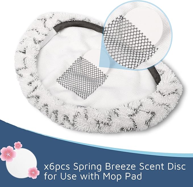 Flammi 4 Scrub+2 Soft Steam Mop Replacement Pad & 6 Scent Discs