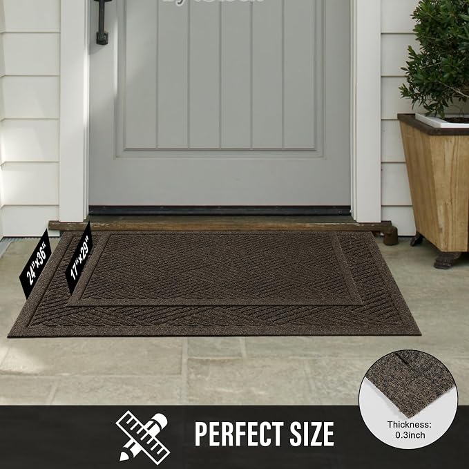 HIYARD Sturdy Front Door Mat, Absorbent Muddy Dirt Resist Welcome Door Mats