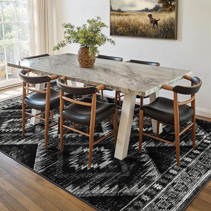 BESTSWEETIE Area Rug 6x9 Rug Machine Washable Non-Slip Low Pile Print Pattern