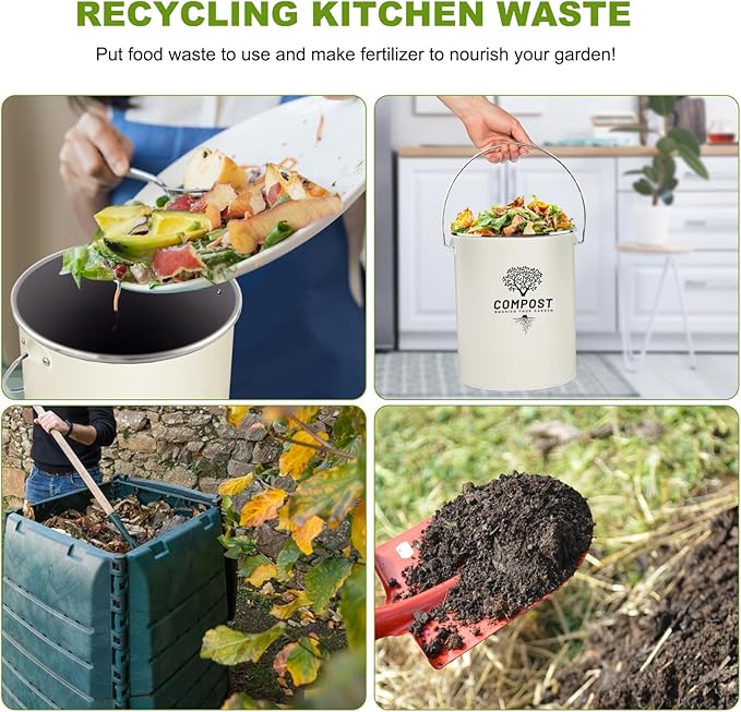 Kitchen Countertop Compost Bin, Odor Resistant Indoor Compost Bin