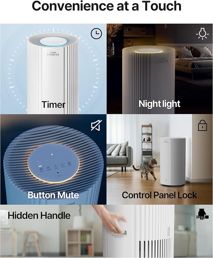 COWAY Air Purifier for Large Room Whole Home Up to 2, 640 ft², HEPA Filter for