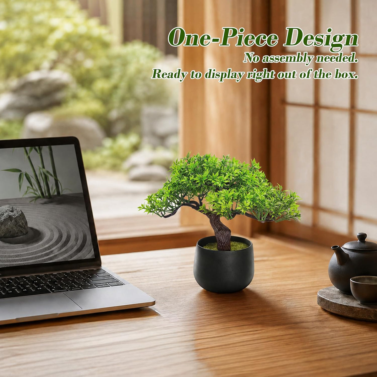 Der Rose 2Pcs Paired Fake Bonsai Tree Set Fake Plants for Shelf Desk Decor