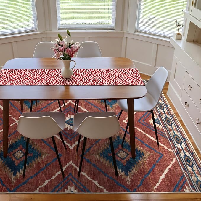 BESTSWEETIE Area Rug 6x9 Rug Machine Washable Non-Slip Low Pile Print Pattern