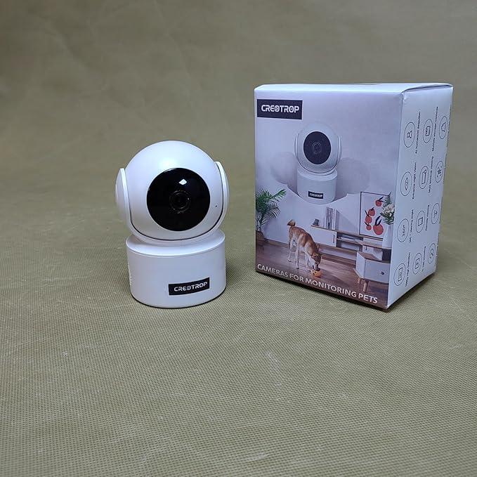 CREOTROP Cameras for Monitoring Pets,360° Pet Camera, Dual-Band WiFi, Auto Tracking, Super Night Vision, 2-Way Talk