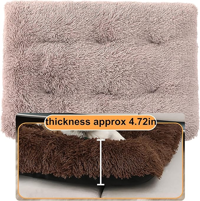 Dog Crate Mat, Dog Bed for Large Dogs, Comfy Fluffy Kennel Pad Anti-Slip for Dog beds & Furniture, Quilted Dog Bed for Pets for Medium/Small Dogs Cats (Color : Brown, Size : 20x14.9)