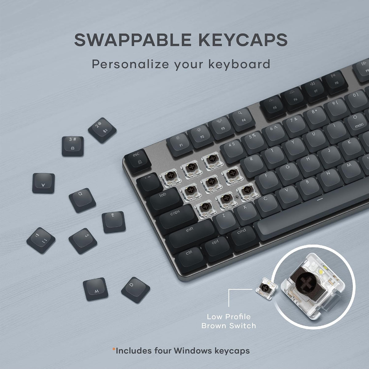 Satechi SM3 Mechanical Keyboard, White LED Backlit, Dark Gray/Gray