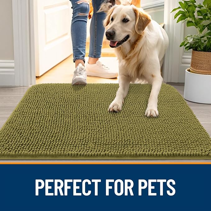OLANLY Dog Door Mat for Muddy Paws 40x24, Absorbs Moisture and Dirt, Absorbent