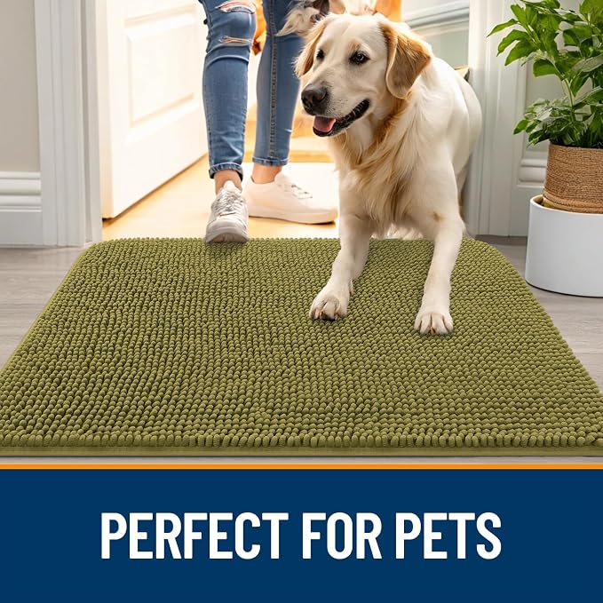 OLANLY Dog Door Mat for Muddy Paws 70x35, Absorbs Moisture and Dirt, Absorbent