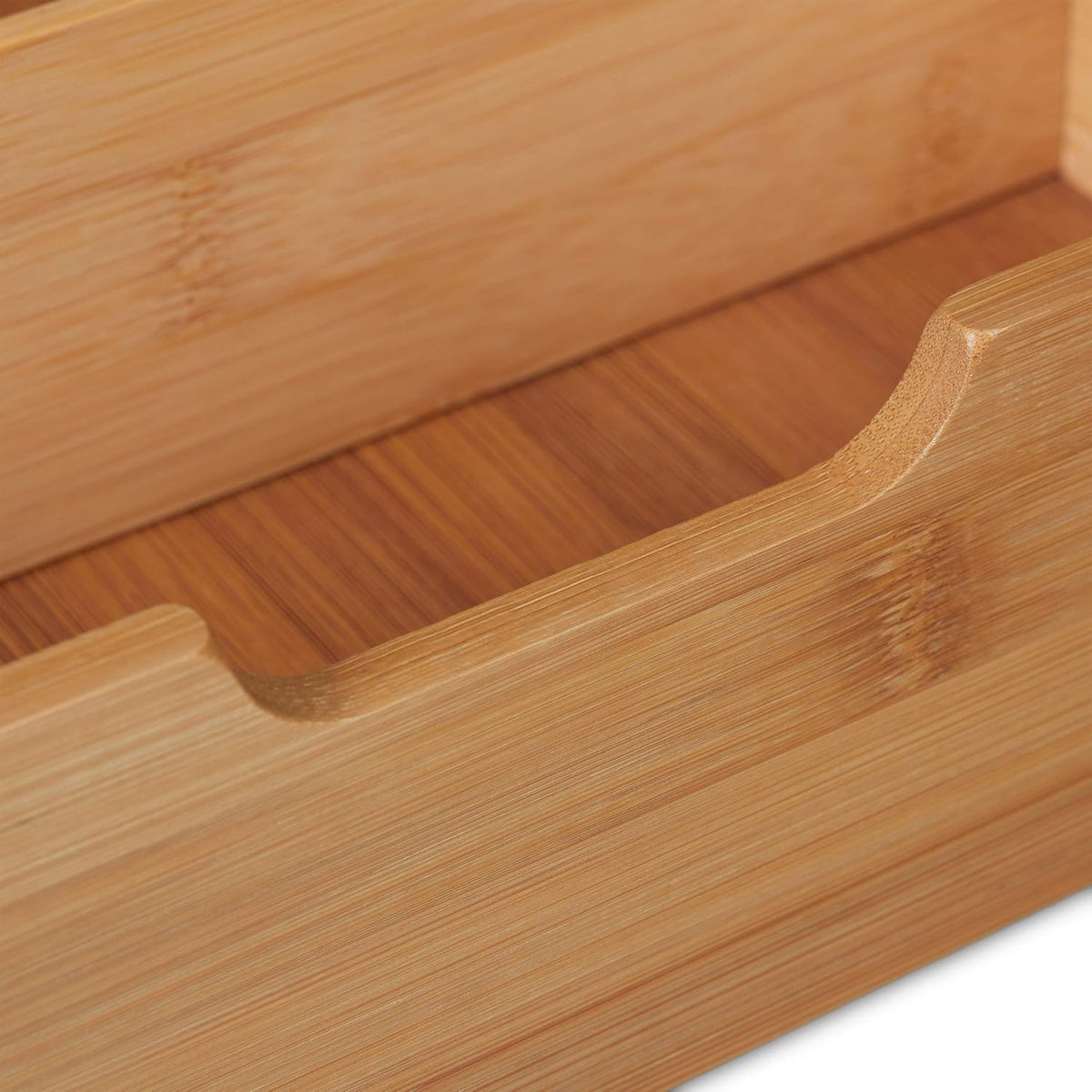 Relaxdays Desk Organiser, 3, Office Utensils, Bamboo Shelf, Drawer Box, HBT 26 x 30 x 31 cm, Natural, 1 Item