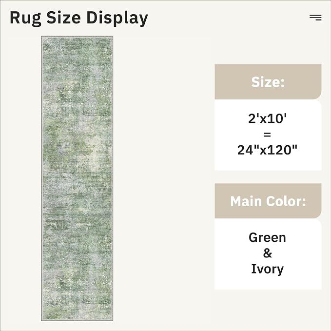 Soalmost Runner Rug 2x10 Washable Non-Slip Hallway Runner Rugs