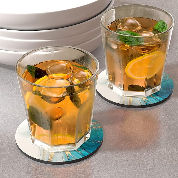 Nipichsha Coasters for Drinks, Kitchen Home Decor Housewarming Gift, Round 4 in