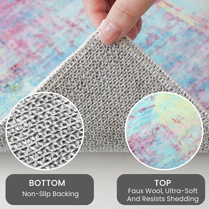 IOHOUZE Abstract Runner Rug 2x8 Ft Washable Runners