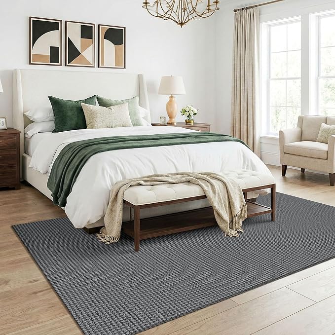 KOZYFLY Washable 5x7 Living Room Rug, Non Slip Woven Area Rugs, Braided Floor
