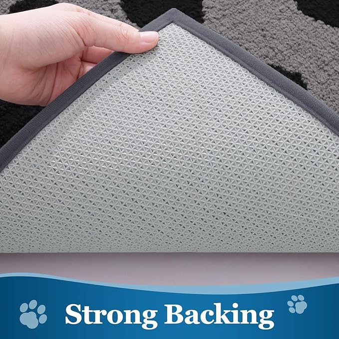 Buganda Dog Door Mat for Muddy Paws, Absorbent Dirt Trapper Washable Indoor Doormats, Non Slip Low-Profile Mud Mat for Dogs, Front Entrance Doormat for Inside Floor (47x32 Inches, Grey)