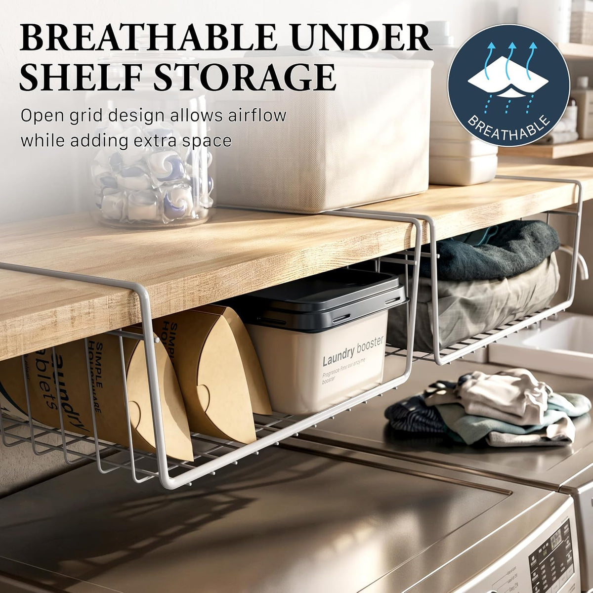 Simple Houseware 6PK Under Shelf Basket, White
