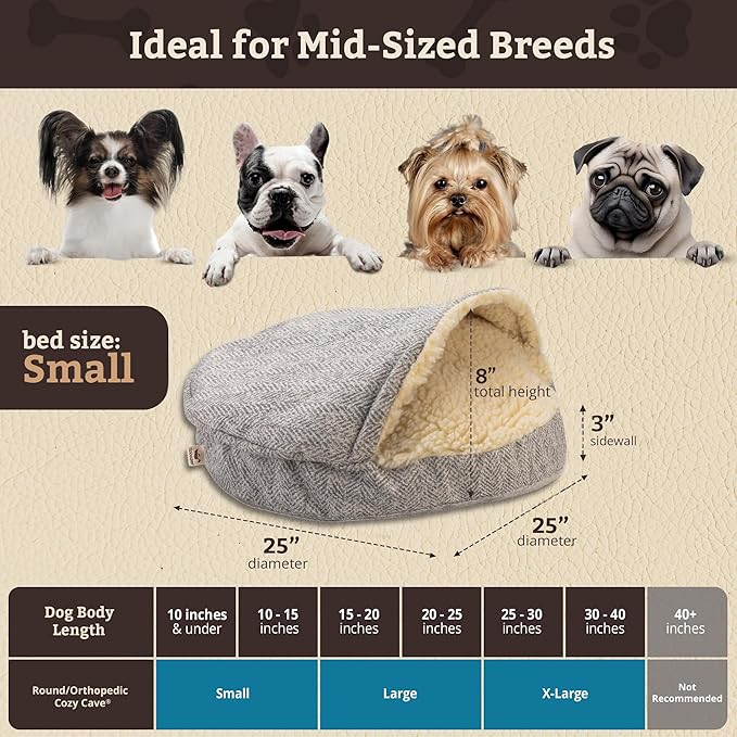 Snoozer Luxury Microsuede Cozy Cave Pet Bed, Show Dog Collection, Small, Palmer Dove
