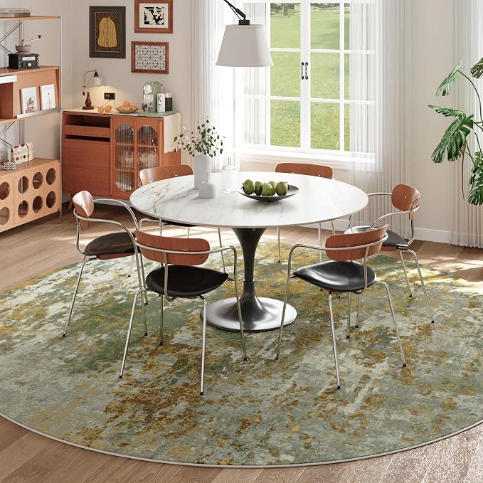 Green Round Area Rugs 4ft Washable Circle Rug