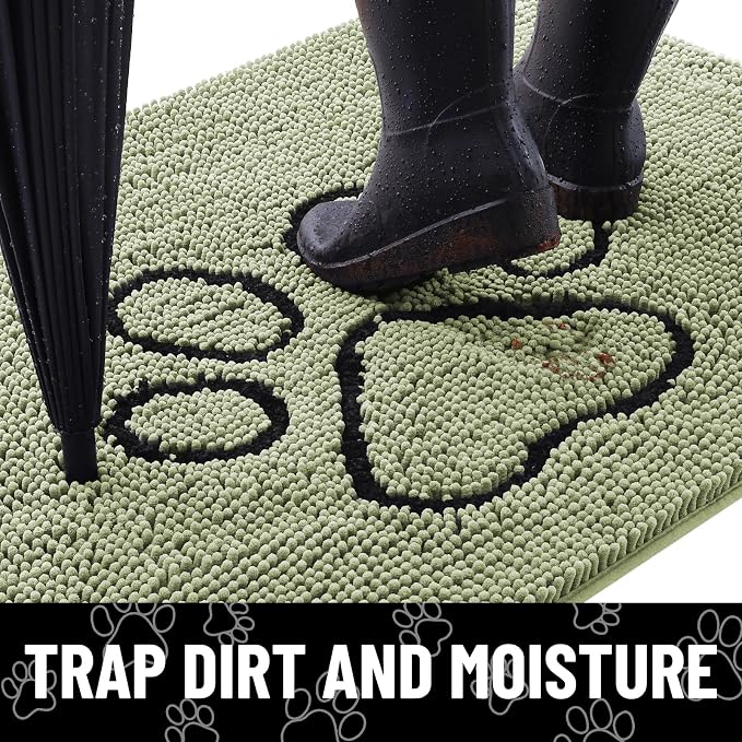 Smiry Dog Door Mat for Muddy Paws, Absorbent Dirt Trapper Non Slip Quick Dry