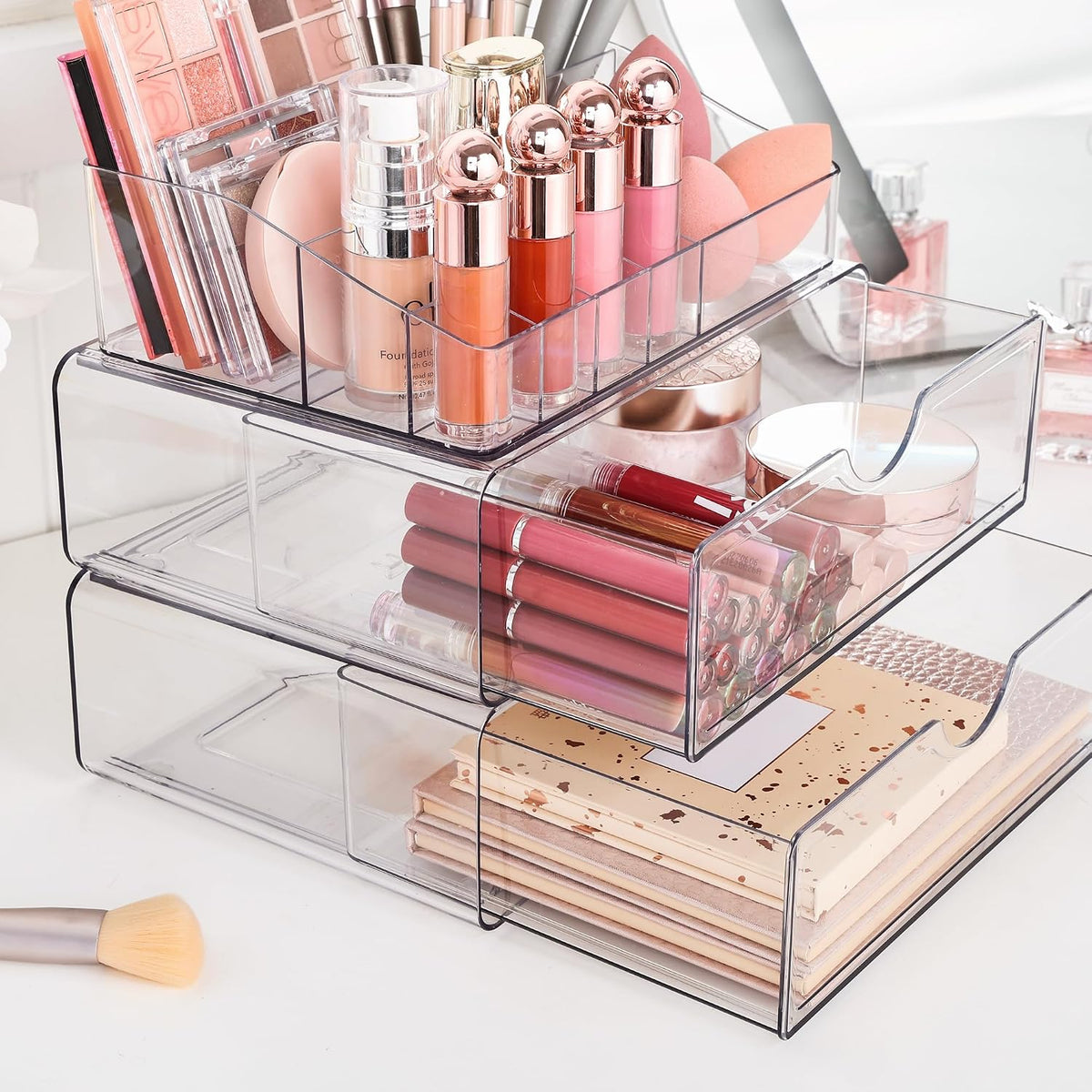 Vtopmart 5 Tier Clear Plastic Makeup Organizer with 4 Drawers