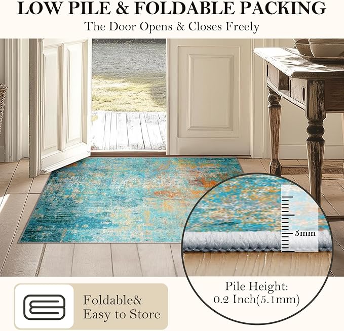 RELEANY Washable Area Rugs 5'x7' Non-Slip Modern Abstract Soft