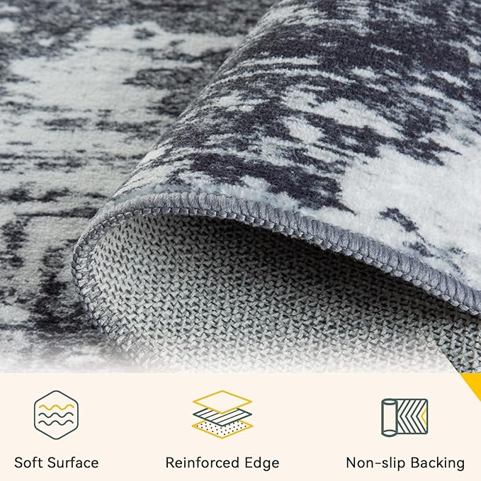 RELEANY Washable Area Rugs 9'x12' Non-Slip Modern Abstract Soft