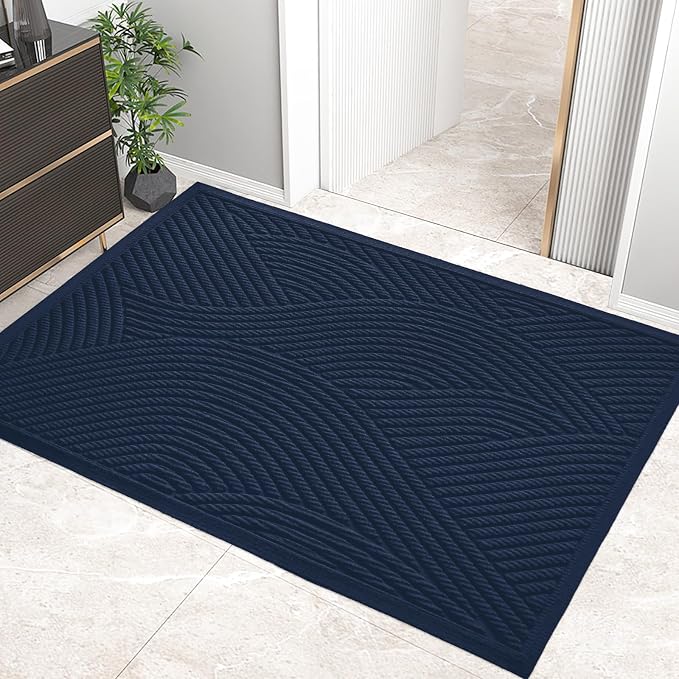 HIYARD Sturdy Front Door Mat, Absorbent Muddy Dirt Resist Welcome Door Mats