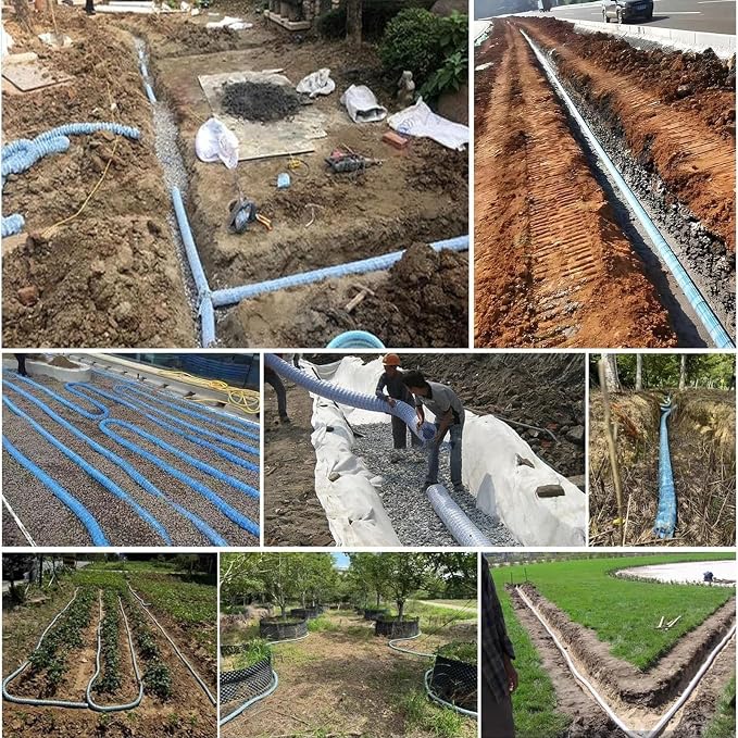 Commercial French Drain Pipe for Water Drainage, Construction Site/Sports Field