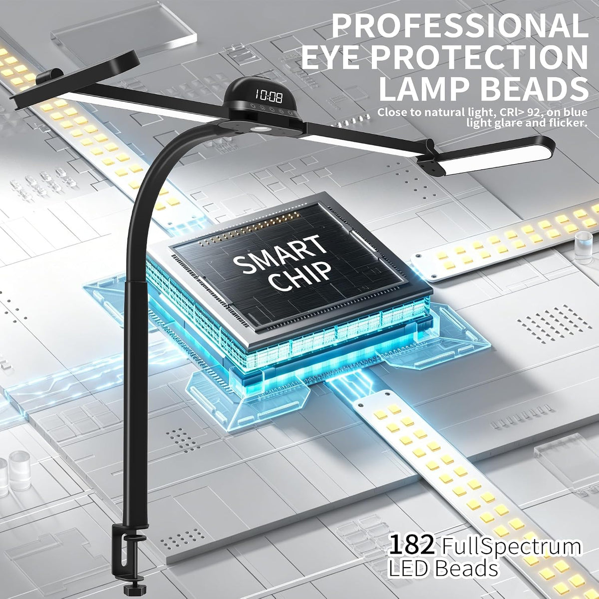 LED Architect Clamp Desk Lamp for Office, Table Light, RGB & Remote