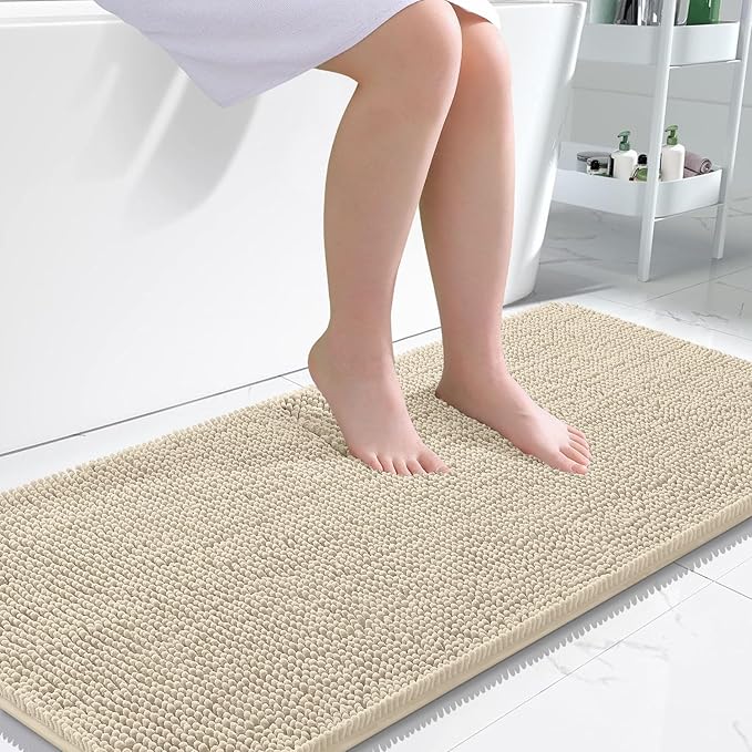 OLANLY Large Bathroom Rugs 45x27, Extra Soft Absorbent Chenille Bath Rugs
